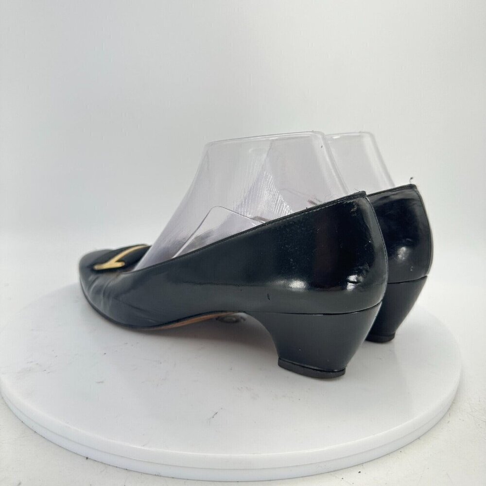 Salvatore Ferragamo Women Size 8.5 AAAA Black Leather Slip On Medium Heel Pump - Picture 7 of 14